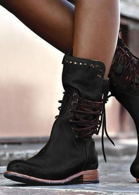 Léonce | Bottines vintage à lacets cloutés