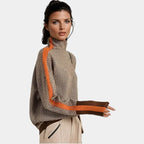 NOLWEN | PULL À COL MONTANT À RAYURES CONTRASTÉES ÉLÉGANTES