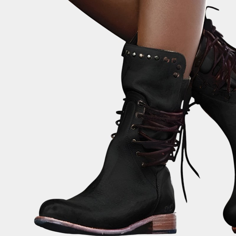 LÉONCE | BOTTINES VINTAGE À LACETS CLOUTÉS