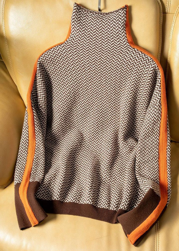 NOLWEN | PULL À COL MONTANT À RAYURES CONTRASTÉES ÉLÉGANTES