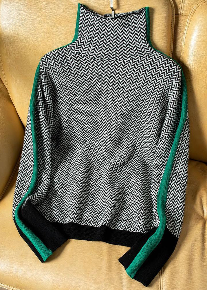 NOLWEN | PULL À COL MONTANT À RAYURES CONTRASTÉES ÉLÉGANTES